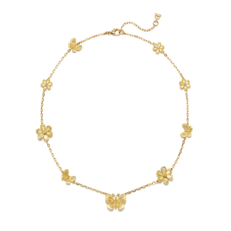18K Golden Flower Butterfly Necklace sold by TEMPLE ST CLAIR