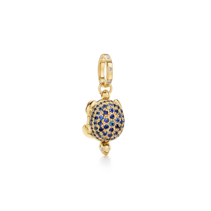 18K Blue Sapphire Pavé Turtle Locket sold by TEMPLE ST CLAIR