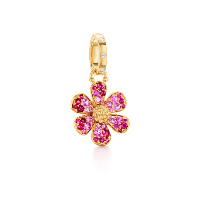 18K Flower Power Ruby Pendant sold by TEMPLE ST CLAIR
