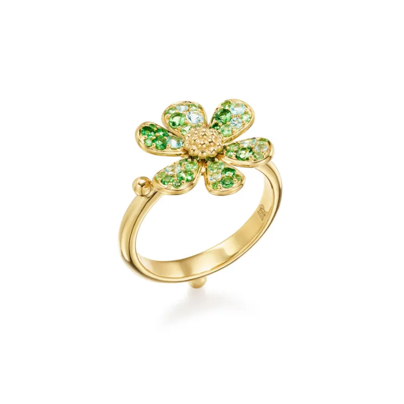 18K Flower Power Paraiba Ring made by TEMPLE ST CLAIR