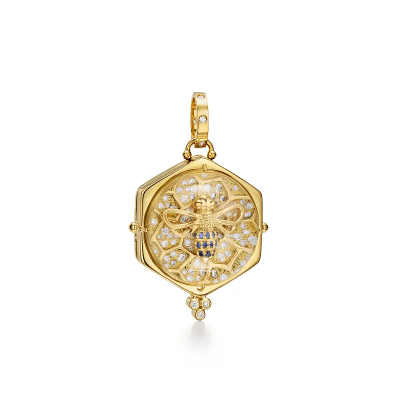 18K Beehive Crystal Locket sold by TEMPLE ST CLAIR