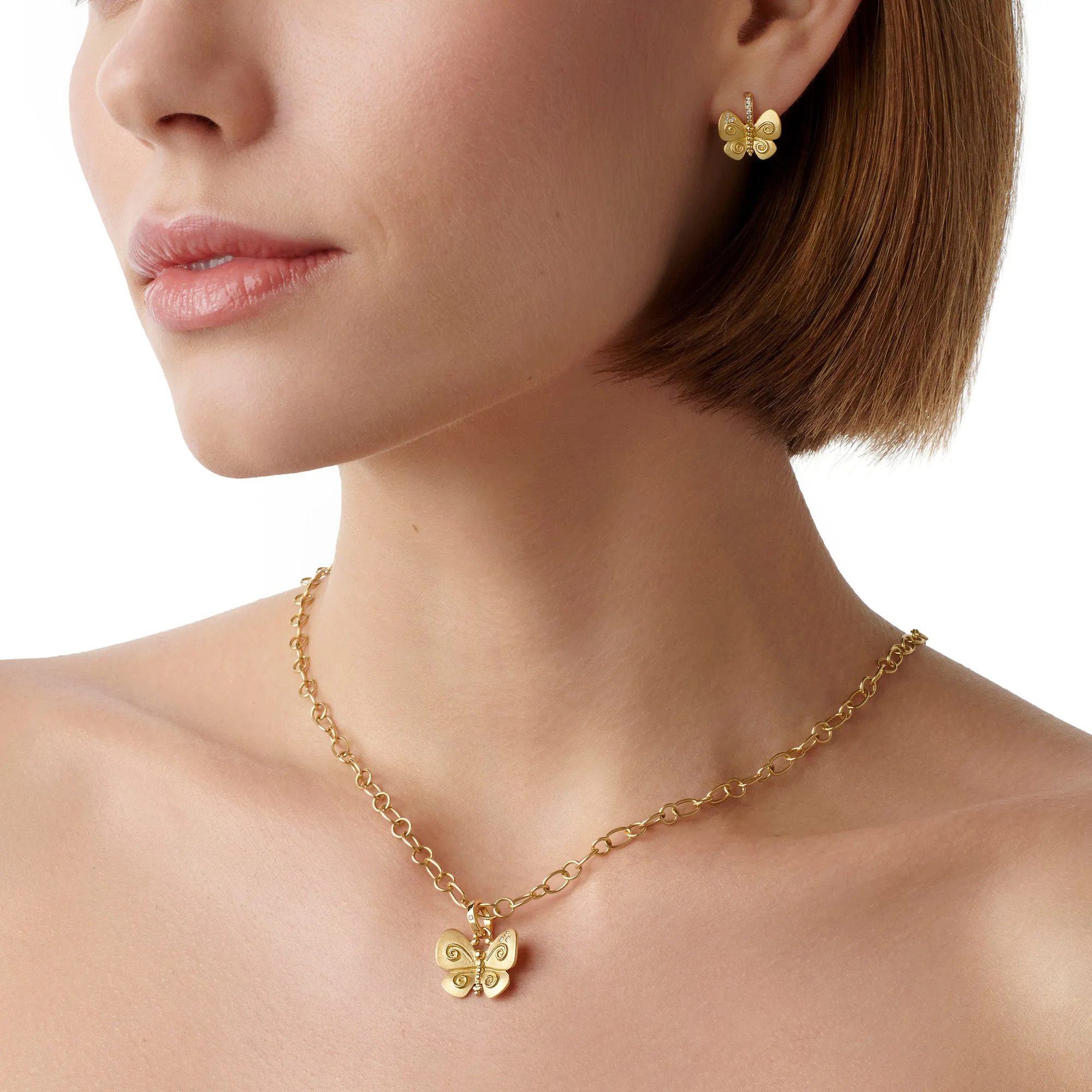 18K Golden Butterfly Earrings sold by TEMPLE ST CLAIR product image thumbnail 3