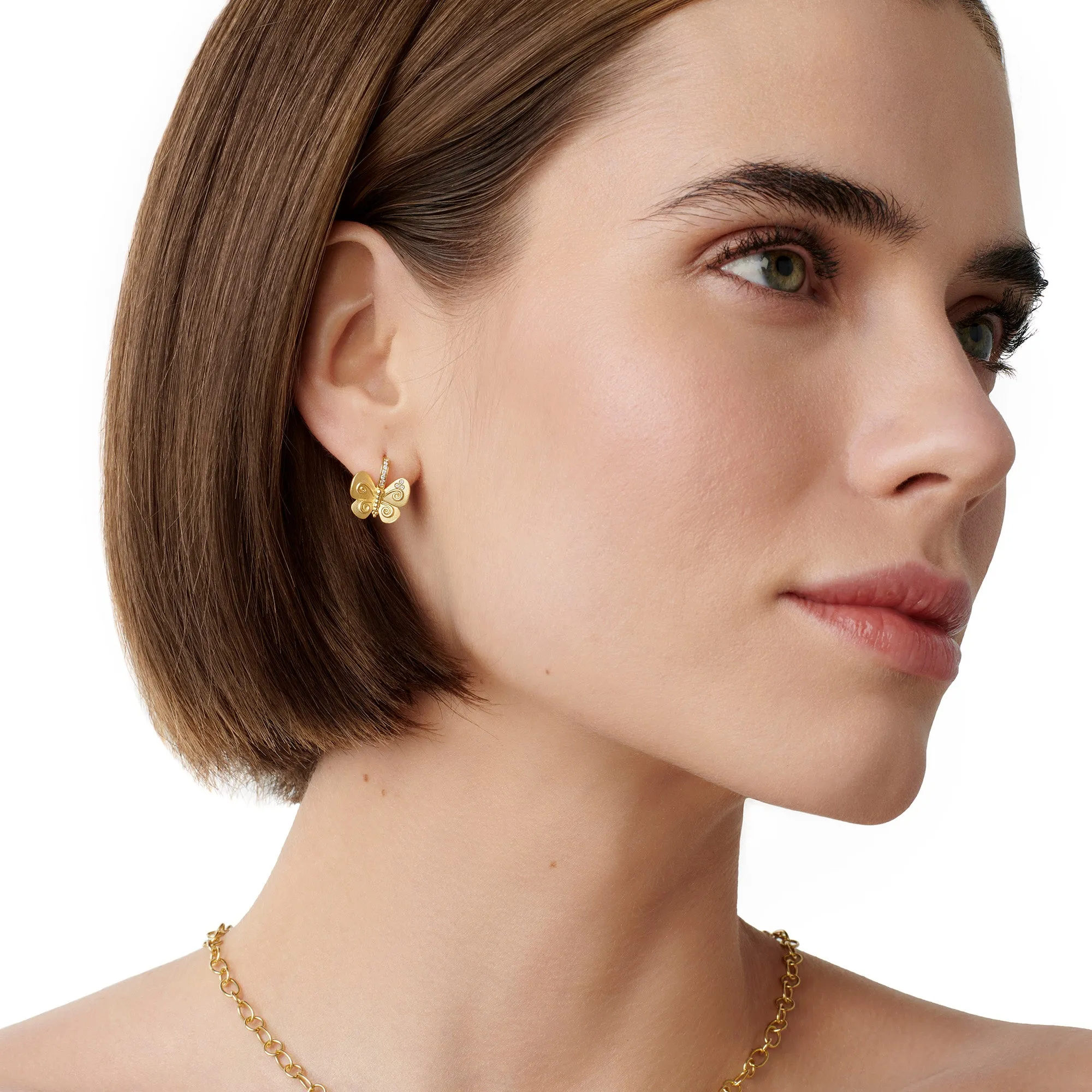 18K Golden Butterfly Earrings sold by TEMPLE ST CLAIR product image thumbnail 2