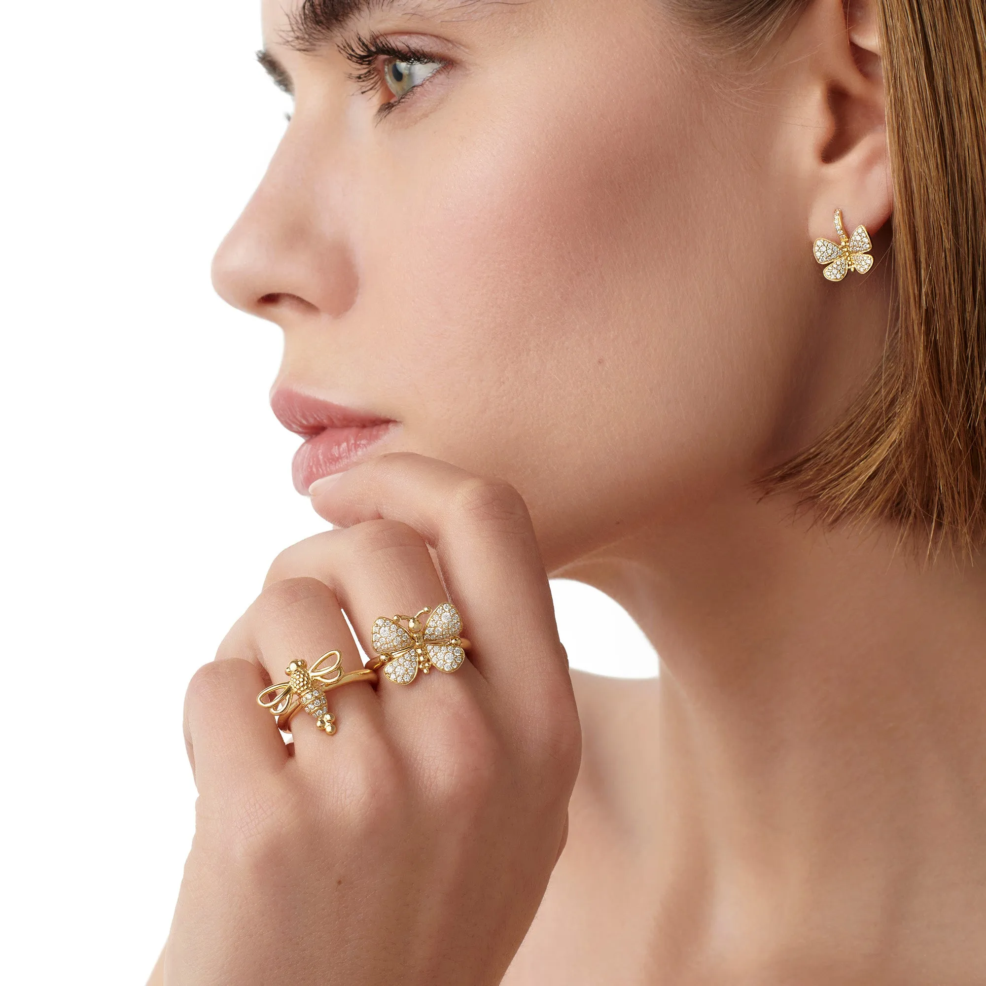 18K Snow Butterfly Earrings sold by TEMPLE ST CLAIR product image thumbnail 2