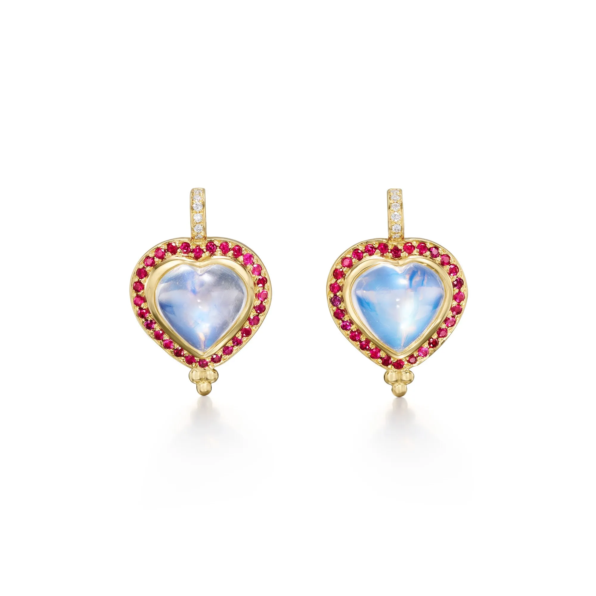 18K Ruby Pavé Heart Earrings sold by TEMPLE ST CLAIR