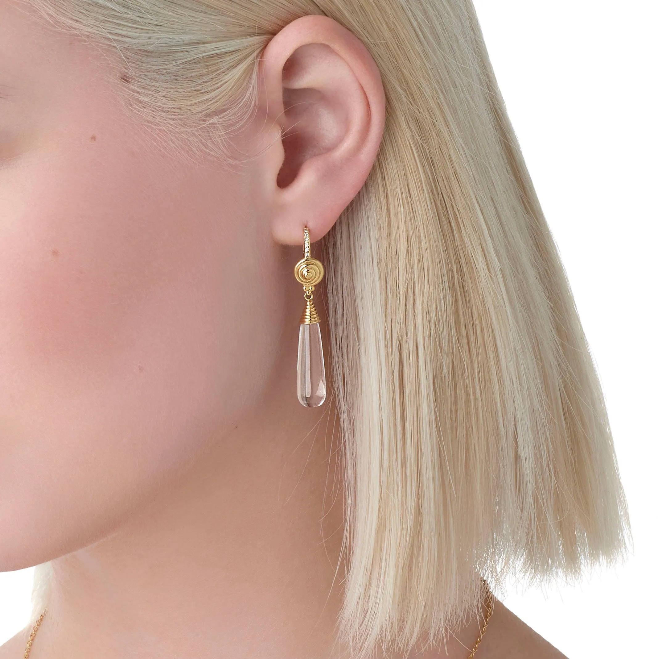 18K Spiral Amulet Drop Earrings sold by TEMPLE ST CLAIR product image thumbnail 2