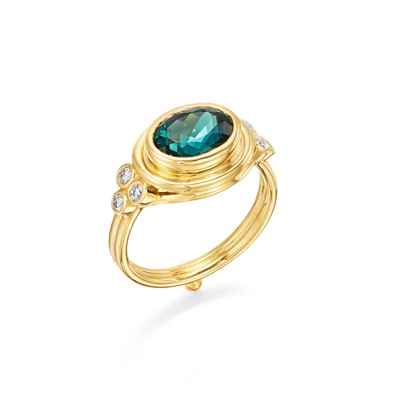 18K Indicolite Classic Temple Ring sold by TEMPLE ST CLAIR
