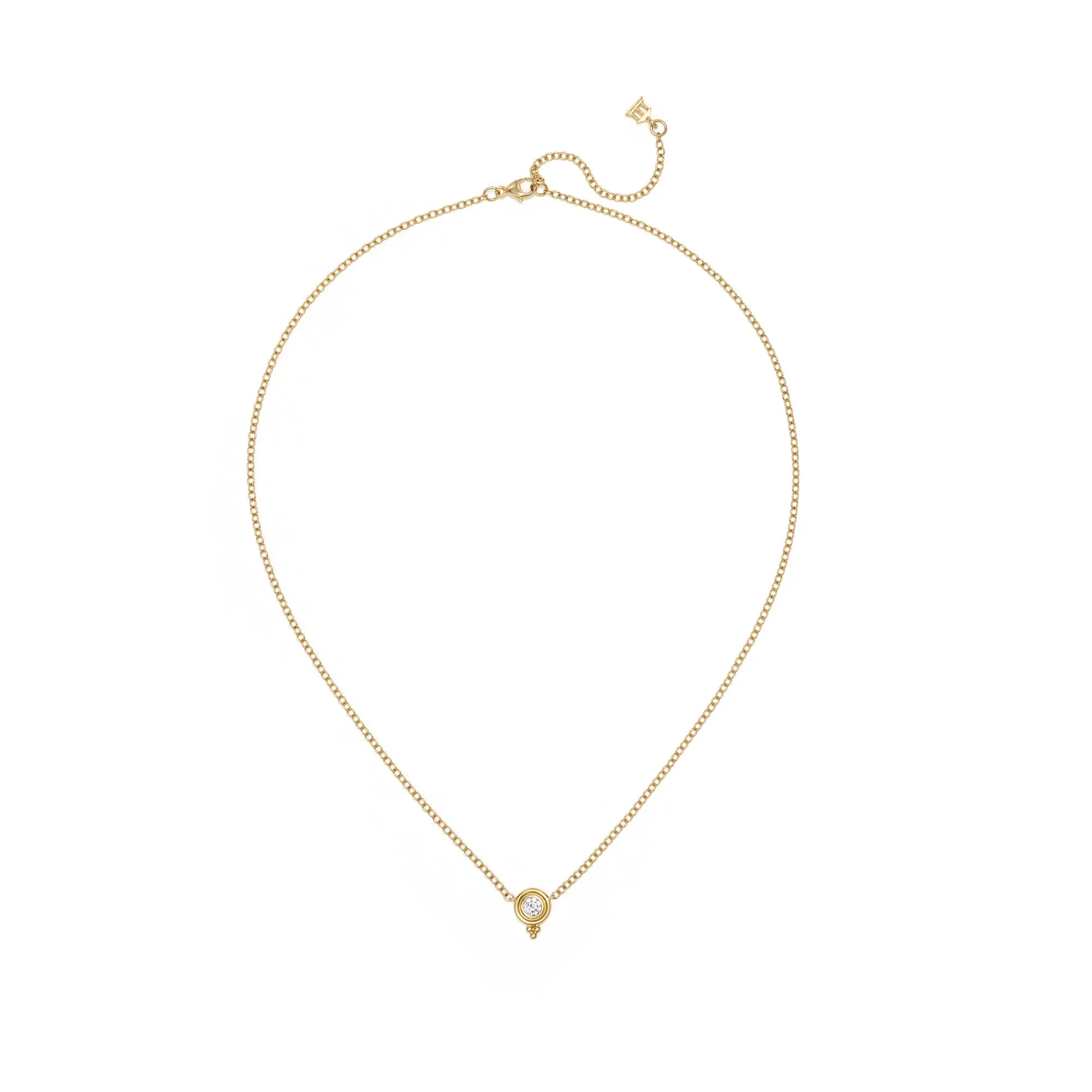 18K Single Diamond Temple Necklace sold by TEMPLE ST CLAIR