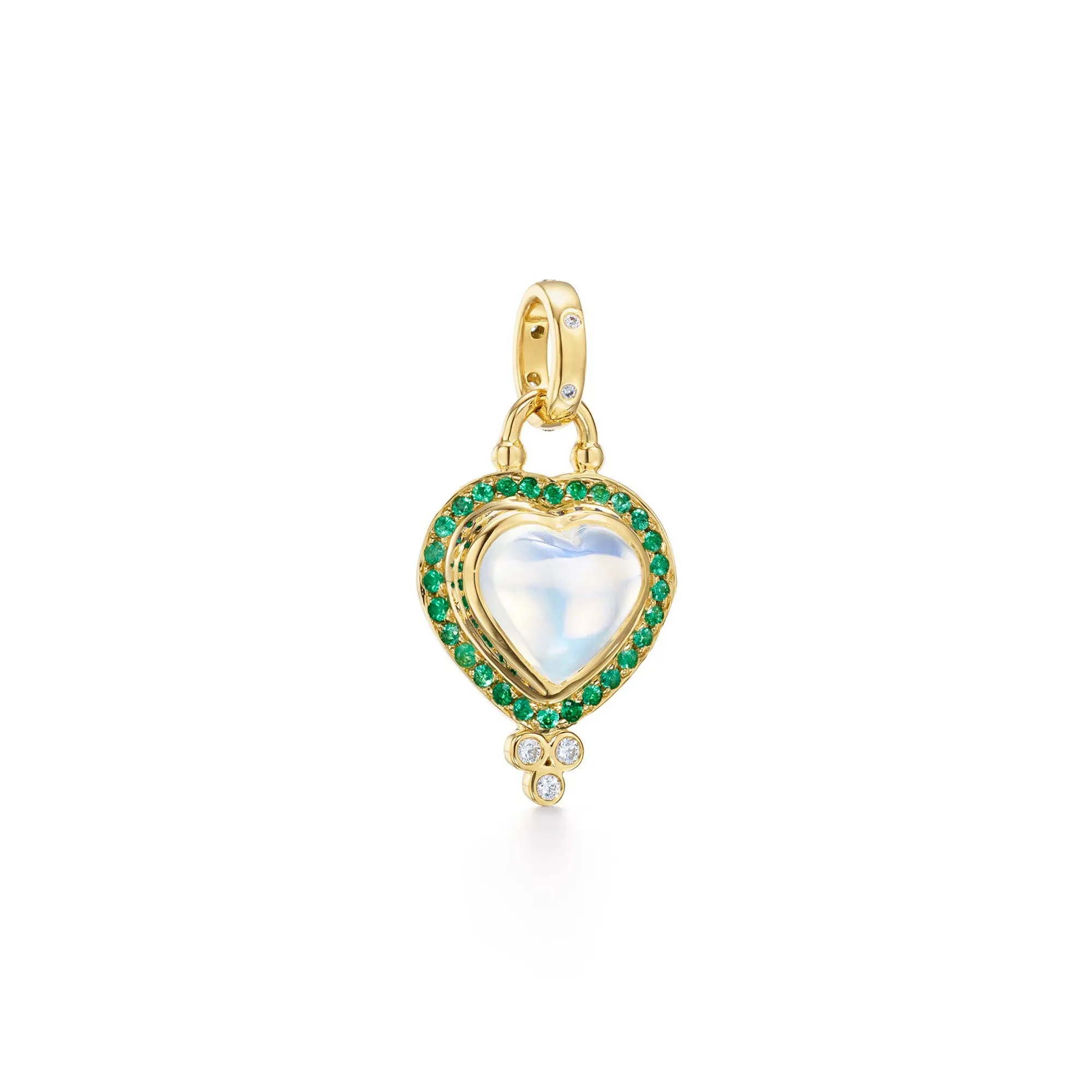 18K Emerald Blue Moon Heart Pendant sold by TEMPLE ST CLAIR