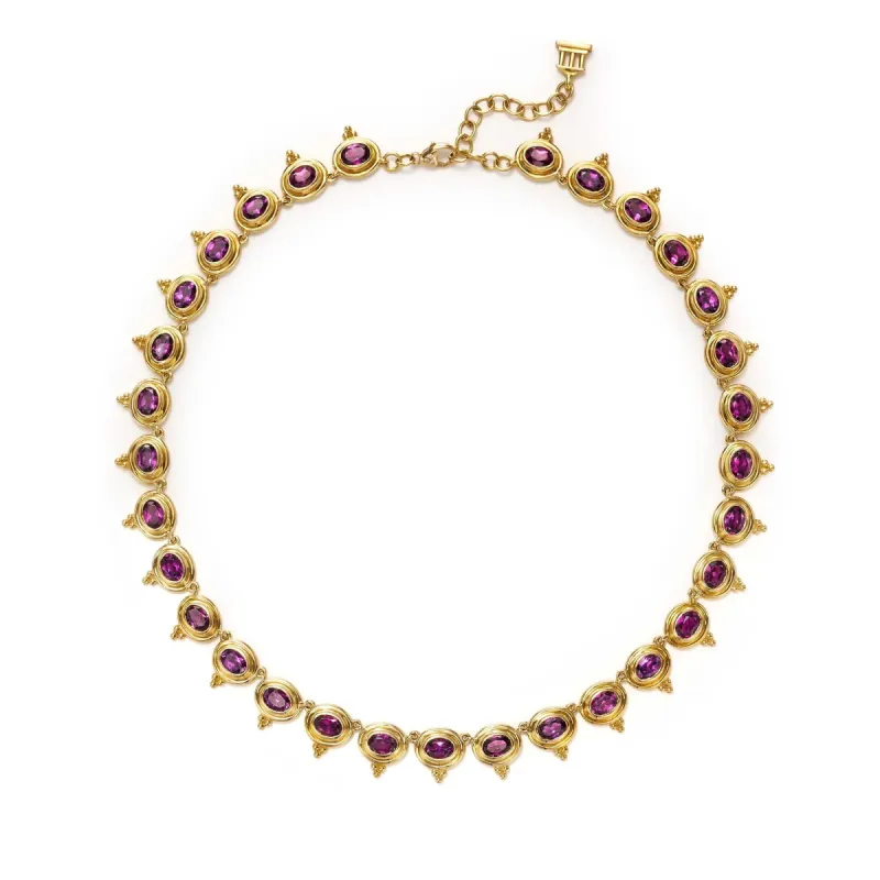 18K Purple Garnet Temple Necklace made by TEMPLE ST CLAIR