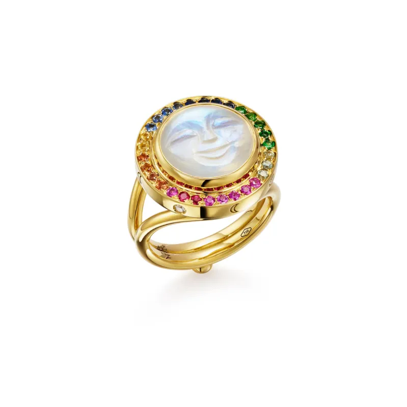 18K Rainbow Moonface Ring sold by TEMPLE ST CLAIR