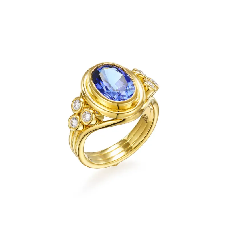 18K Large Tanzanite Temple Ring sold by TEMPLE ST CLAIR