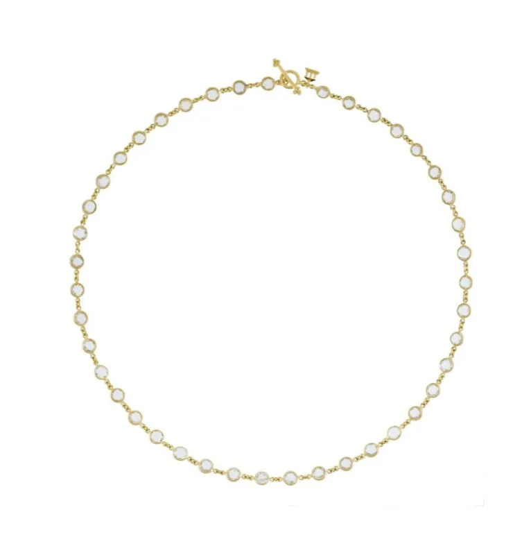 18K White Sapphire Link Necklace made by TEMPLE ST CLAIR