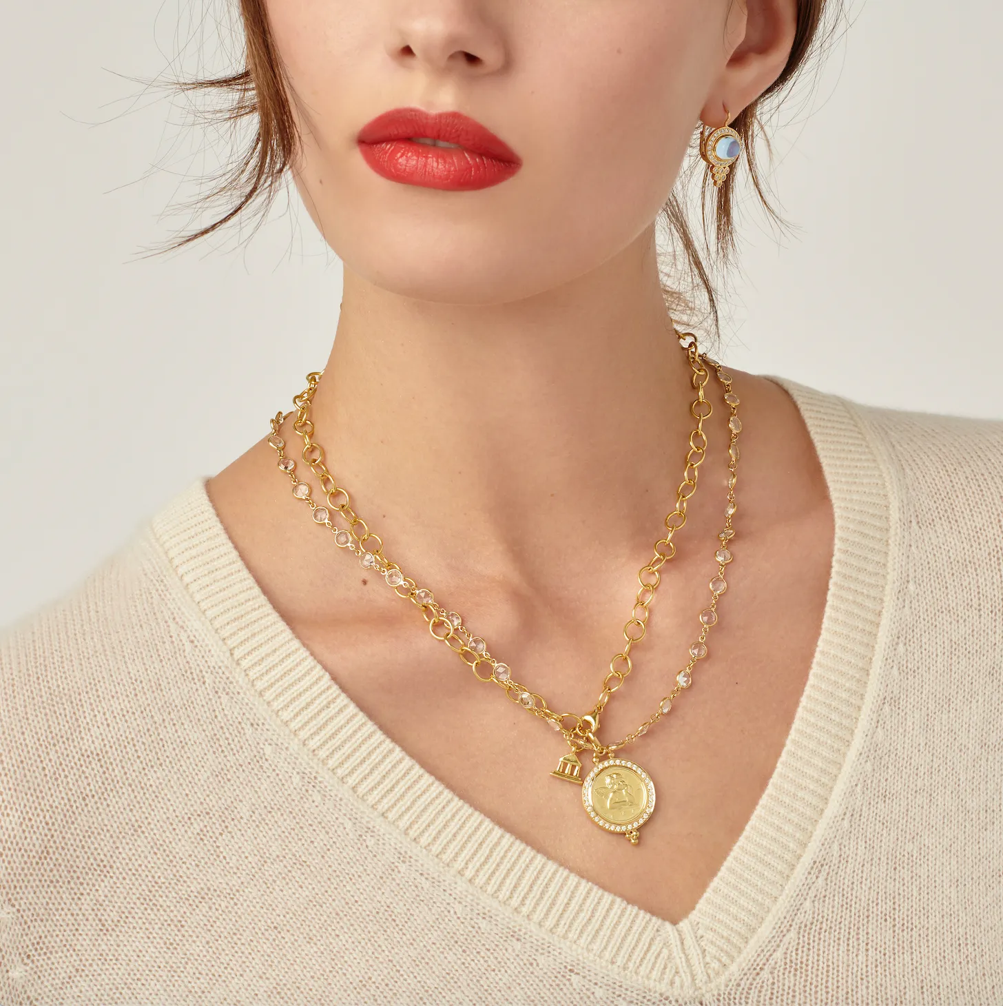 18K White Sapphire Link Necklace sold by TEMPLE ST CLAIR product image thumbnail 3