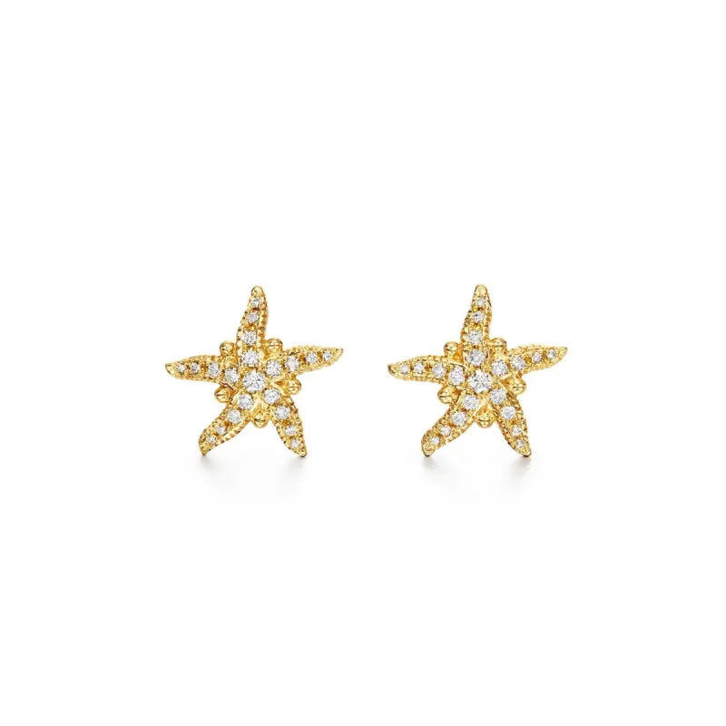 18K Diamond Sea Star Earrings sold by TEMPLE ST CLAIR