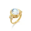18K Large Blue Moonstone Temple Ring sold by TEMPLE ST CLAIR