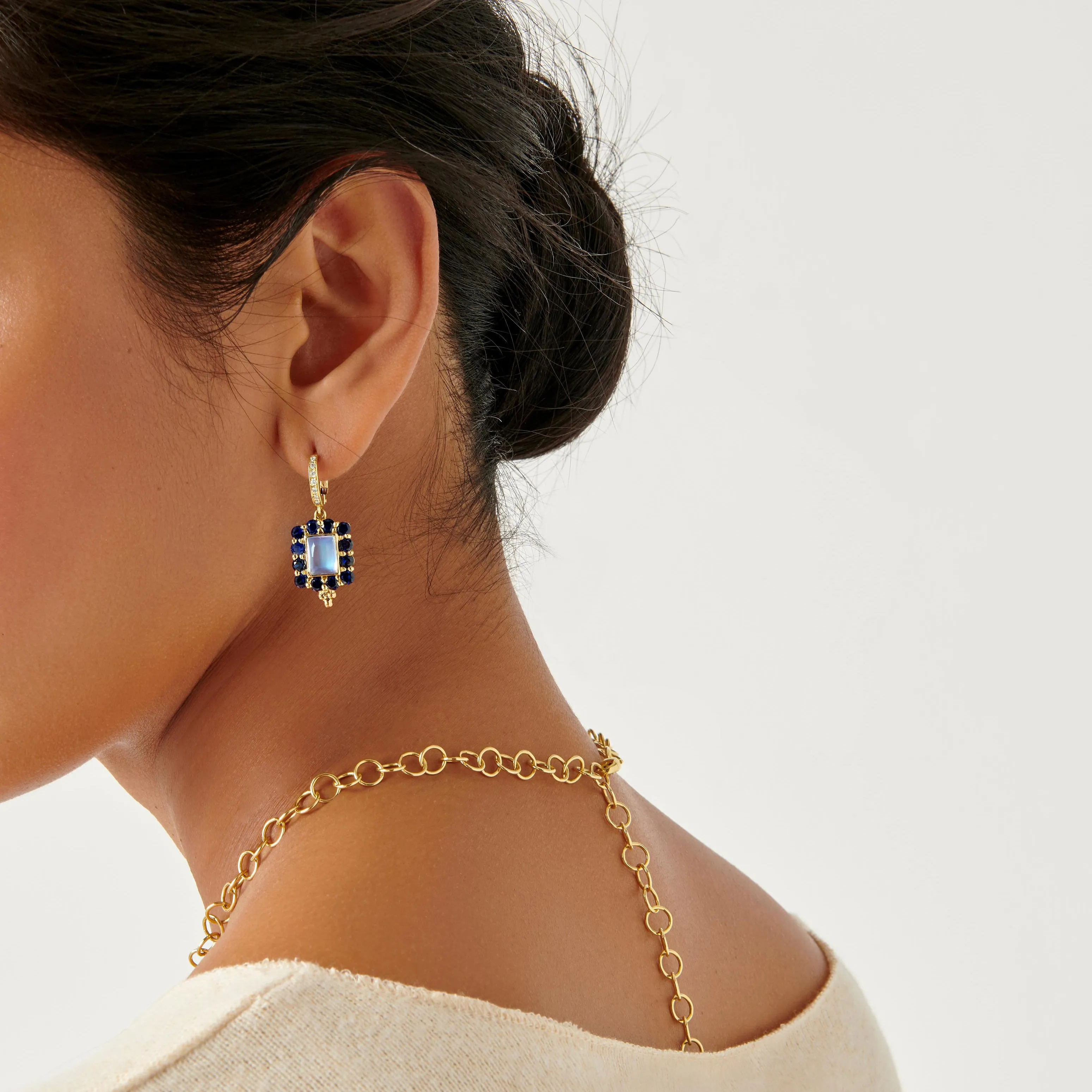 18K Blue Moonstone & Sapphire Color Theory Earrings sold by TEMPLE ST CLAIR product image thumbnail 2