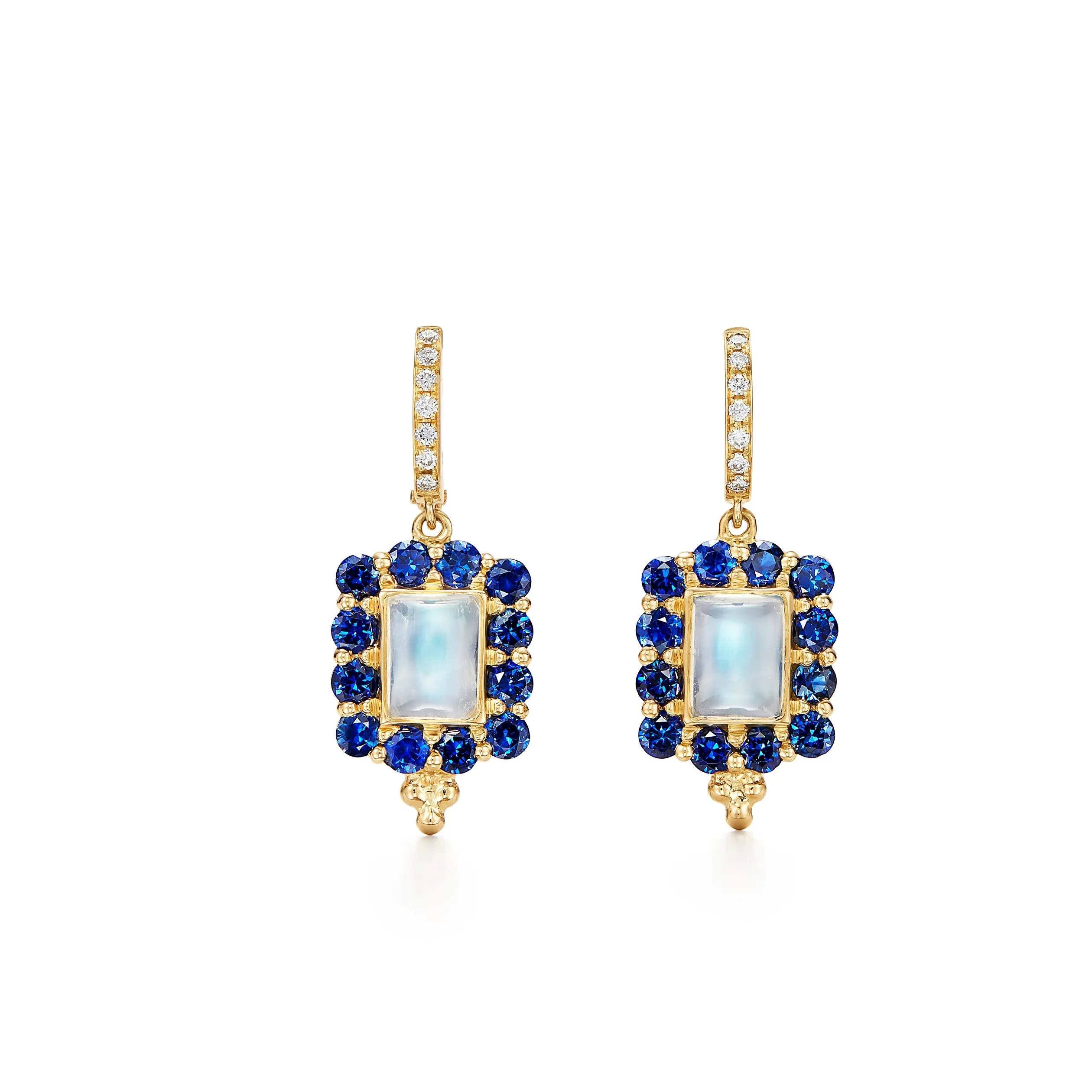 18K Blue Moonstone & Sapphire Color Theory Earrings sold by TEMPLE ST CLAIR