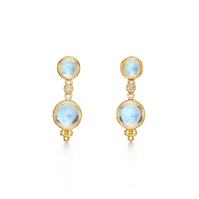 18K Moon Drop Earrings sold by TEMPLE ST CLAIR