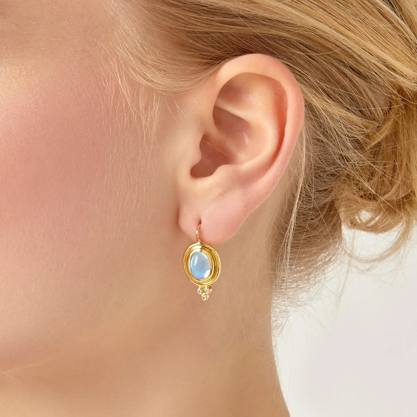 18K Blue Moonstone Classic Temple Earrings sold by TEMPLE ST CLAIR product image thumbnail 3