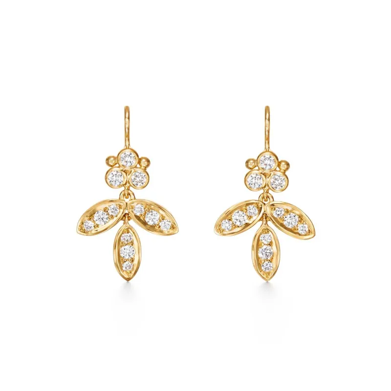 18K Diamond Foglia Earrings sold by TEMPLE ST CLAIR
