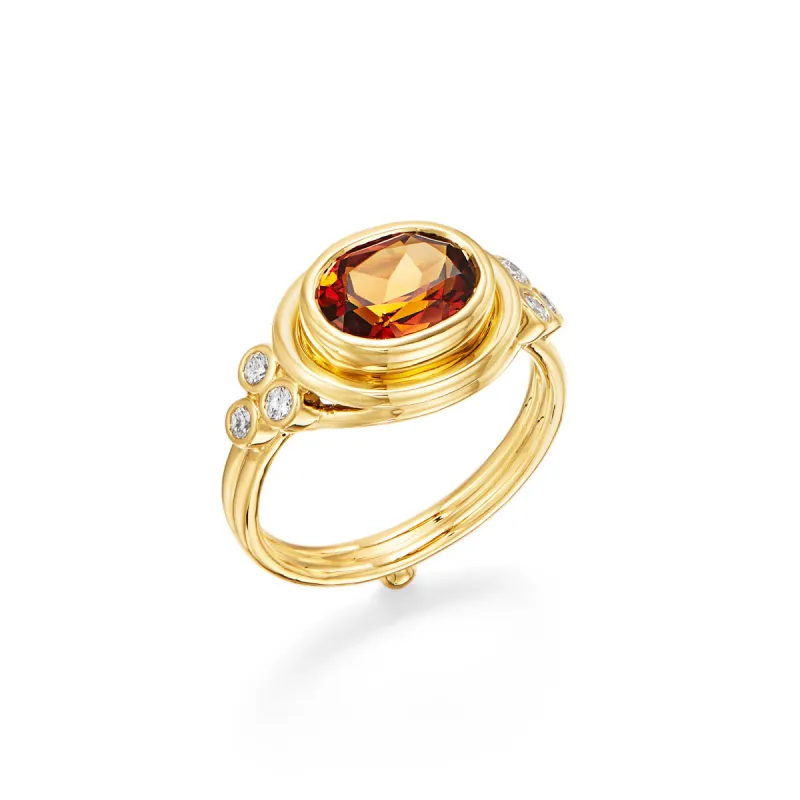 18K Hessonite Garnet Temple Ring sold by TEMPLE ST CLAIR