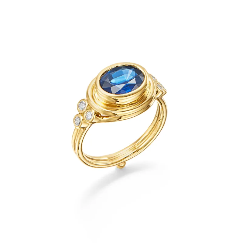 18K Sapphire Classic Temple Ring sold by TEMPLE ST CLAIR