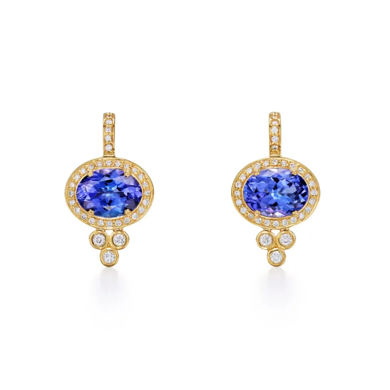 18K Tanzanite Halo Pyramid Earrings sold by TEMPLE ST CLAIR