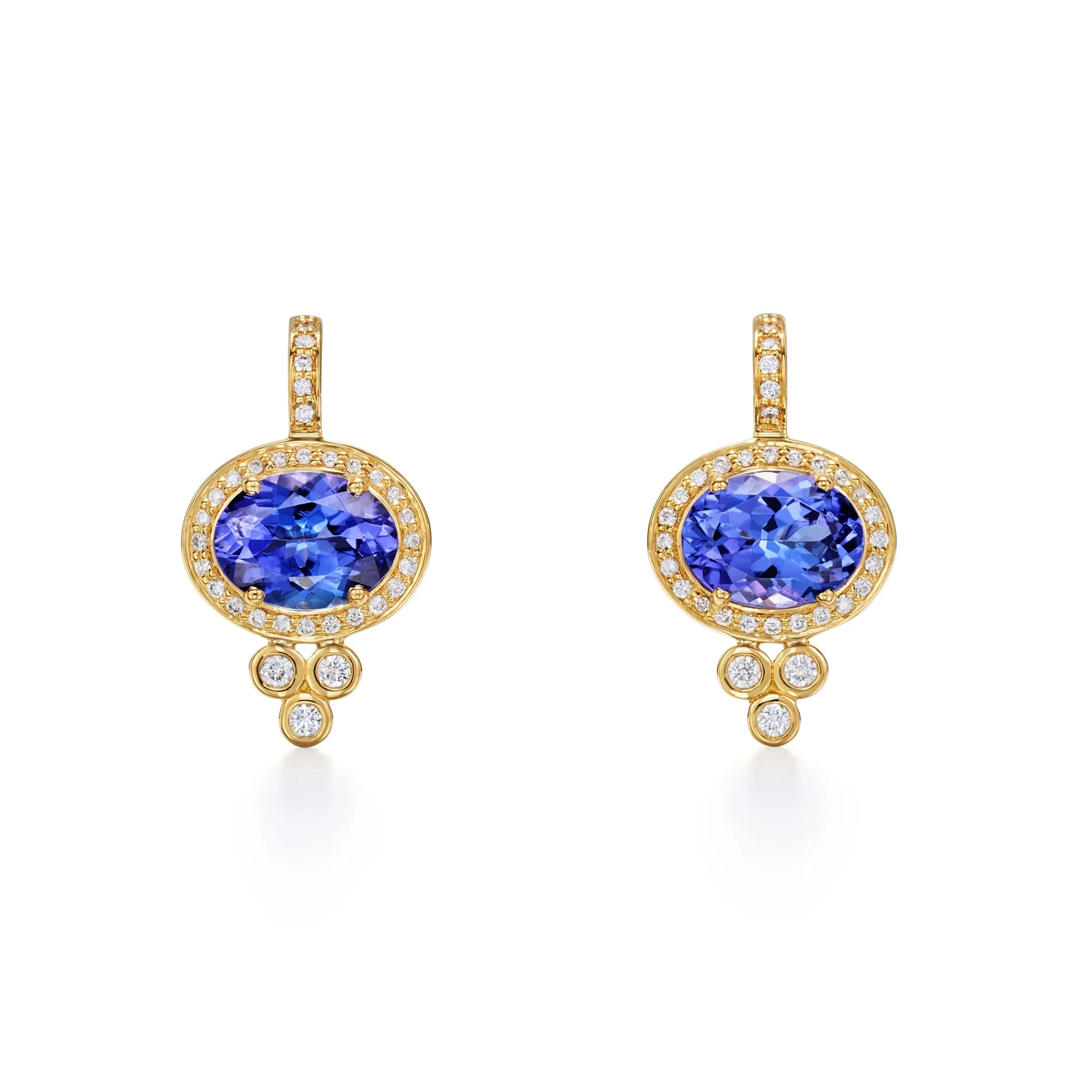 18K Tanzanite Halo Pyramid Earrings sold by TEMPLE ST CLAIR