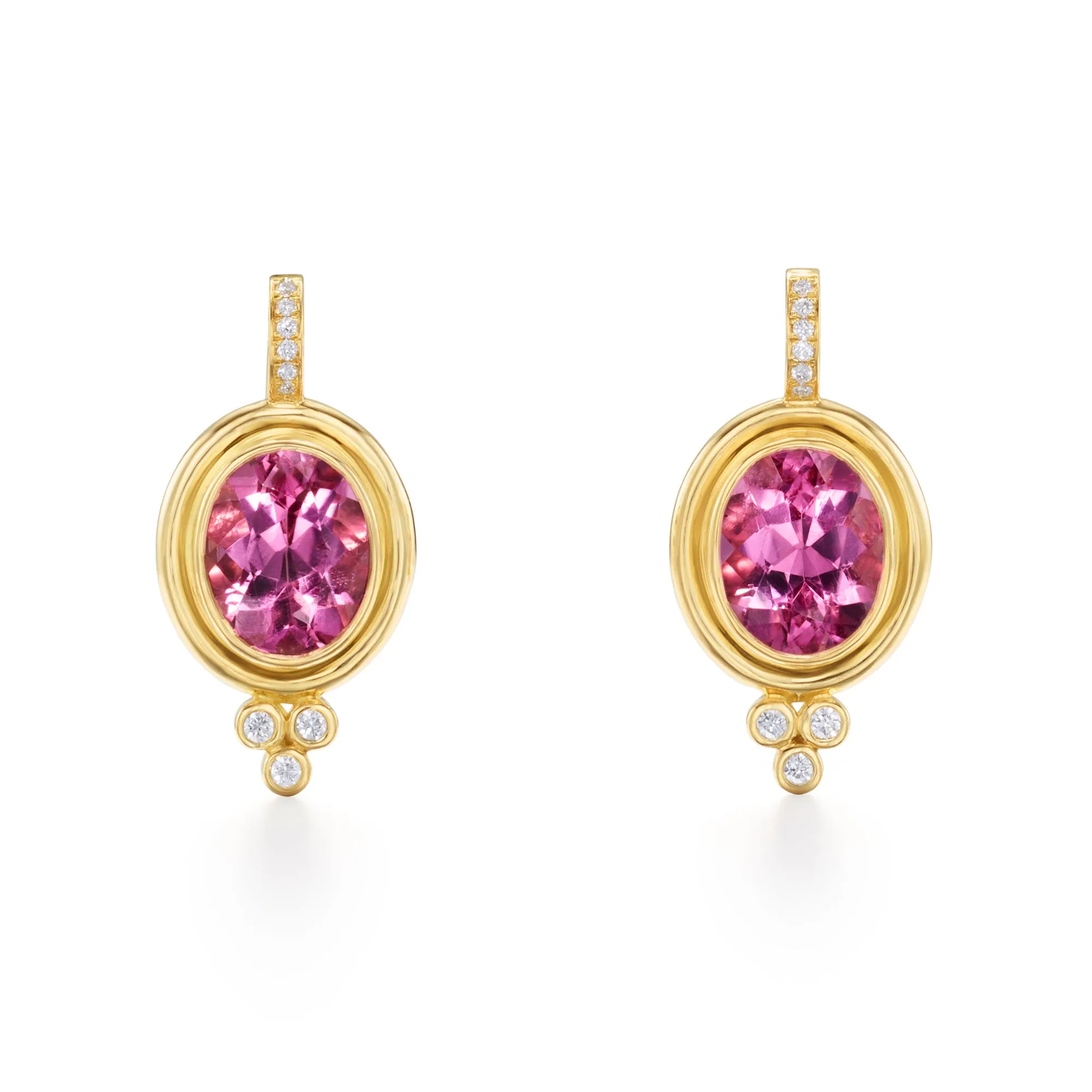 18K Pink Tourmaline Classic Temple Earrings sold by TEMPLE ST CLAIR