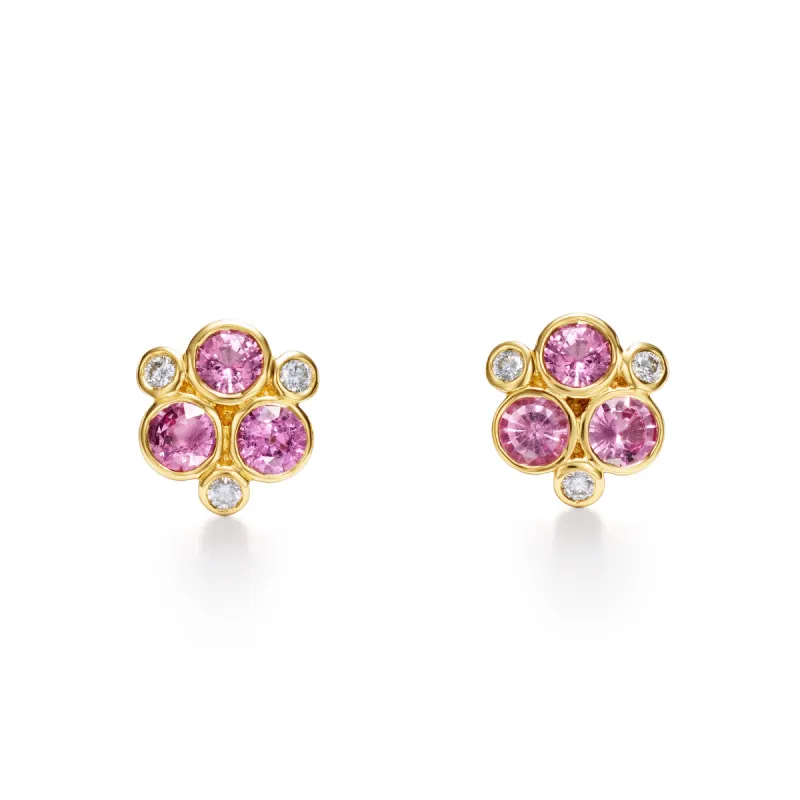 18K Pink Sapphire Trio Earrings sold by TEMPLE ST CLAIR