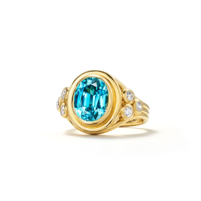 18K Blue Zircon Classic Temple Ring sold by TEMPLE ST CLAIR