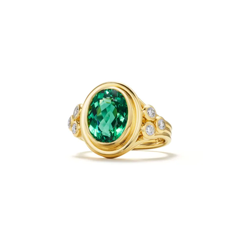 18K Green Tourmaline Classic Temple Ring sold by TEMPLE ST CLAIR