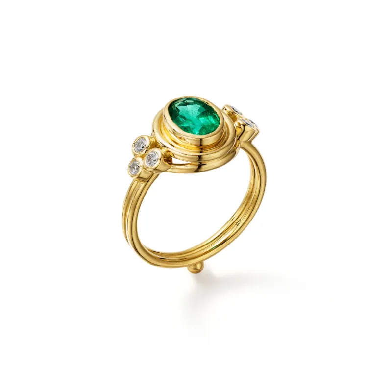 18K Emerald Classic Temple Ring sold by TEMPLE ST CLAIR