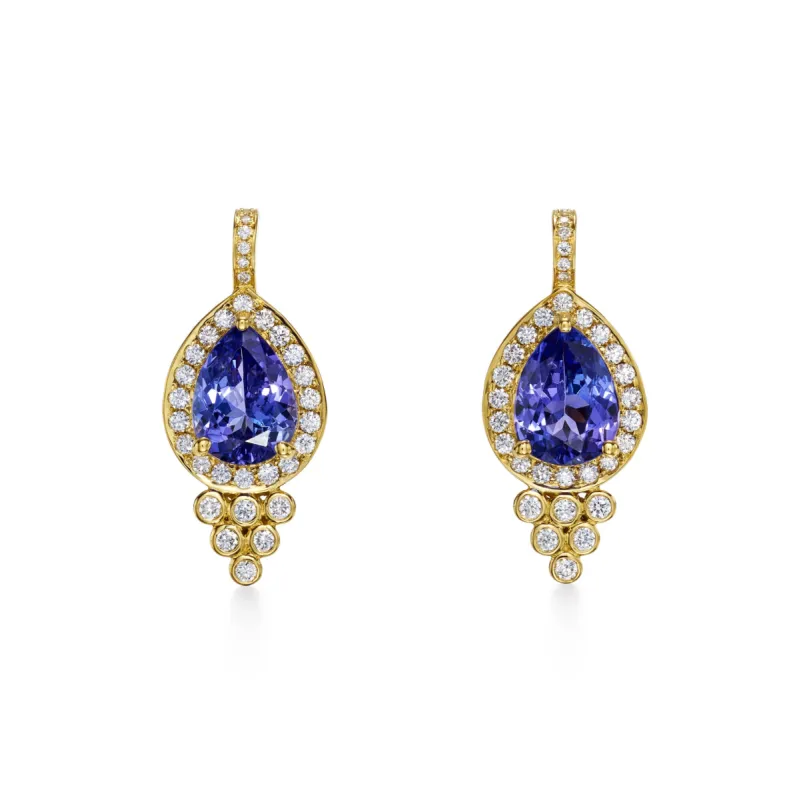 18K Tanzanite Halo Pyramid Earrings sold by TEMPLE ST CLAIR