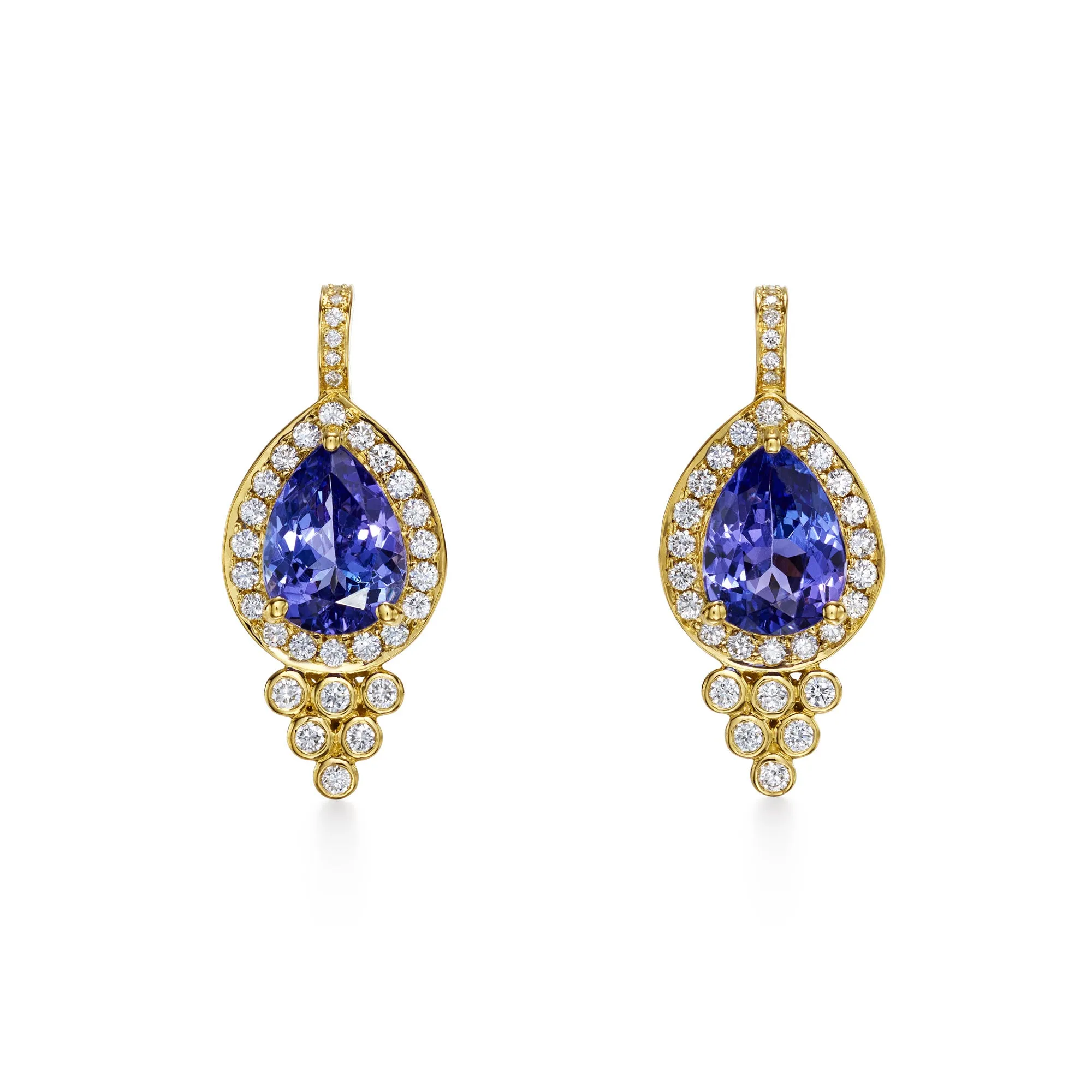 18K Tanzanite Halo Pyramid Earrings sold by TEMPLE ST CLAIR