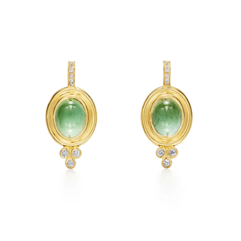 18K Green Tourmaline Classic Temple Earrings sold by TEMPLE ST CLAIR