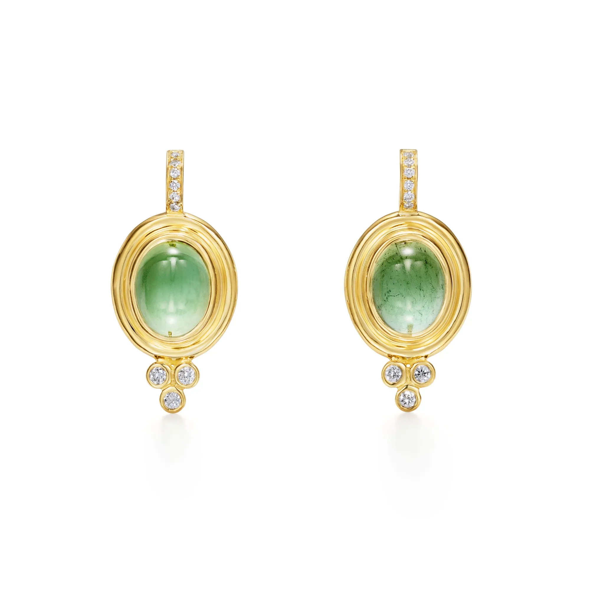 18K Green Tourmaline Classic Temple Earrings sold by TEMPLE ST CLAIR