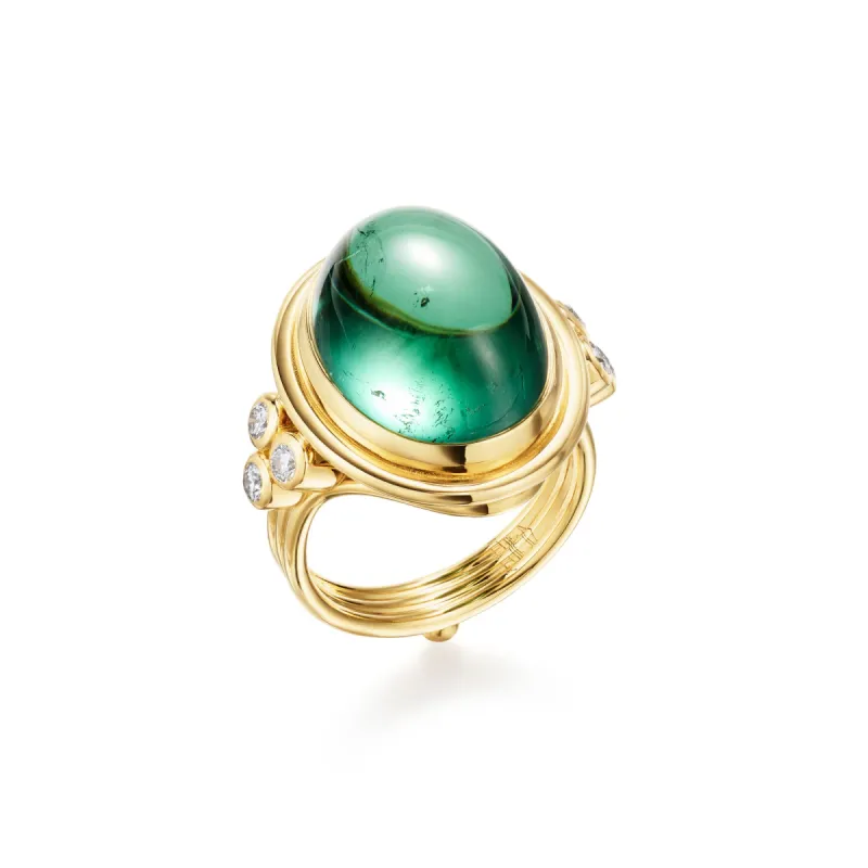 18K Green Tourmaline Classic Temple Ring sold by TEMPLE ST CLAIR