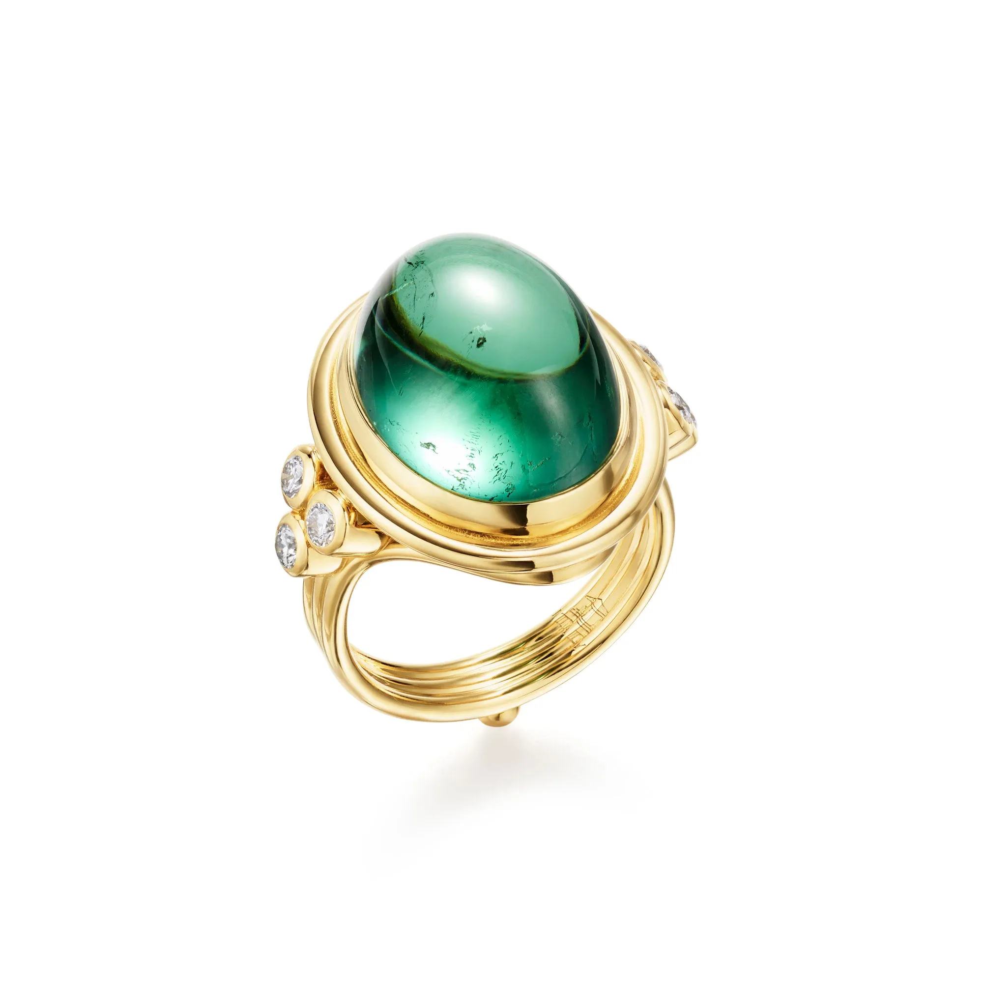 18K Green Tourmaline Classic Temple Ring sold by TEMPLE ST CLAIR
