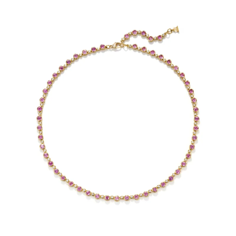 18K Pink Sapphire Link Necklace sold by TEMPLE ST CLAIR