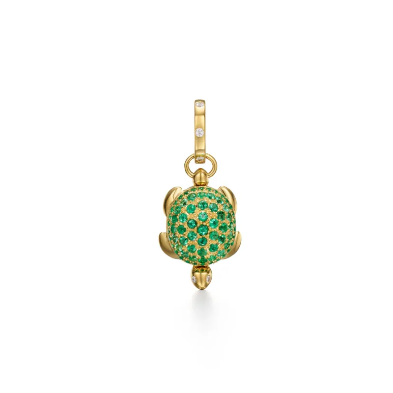 18K Emerald Pavé Turtle Locket sold by TEMPLE ST CLAIR