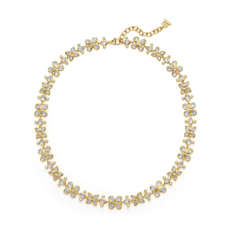 18K Blue Moon Flower Necklace made by TEMPLE ST CLAIR