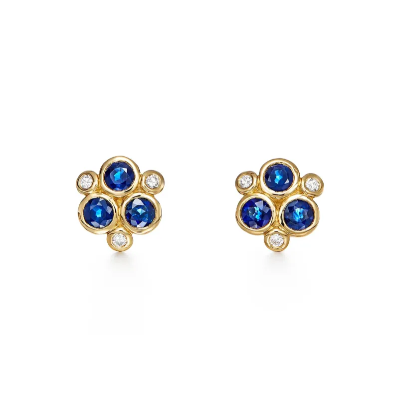 18K Blue Sapphire Trio Earrings sold by TEMPLE ST CLAIR