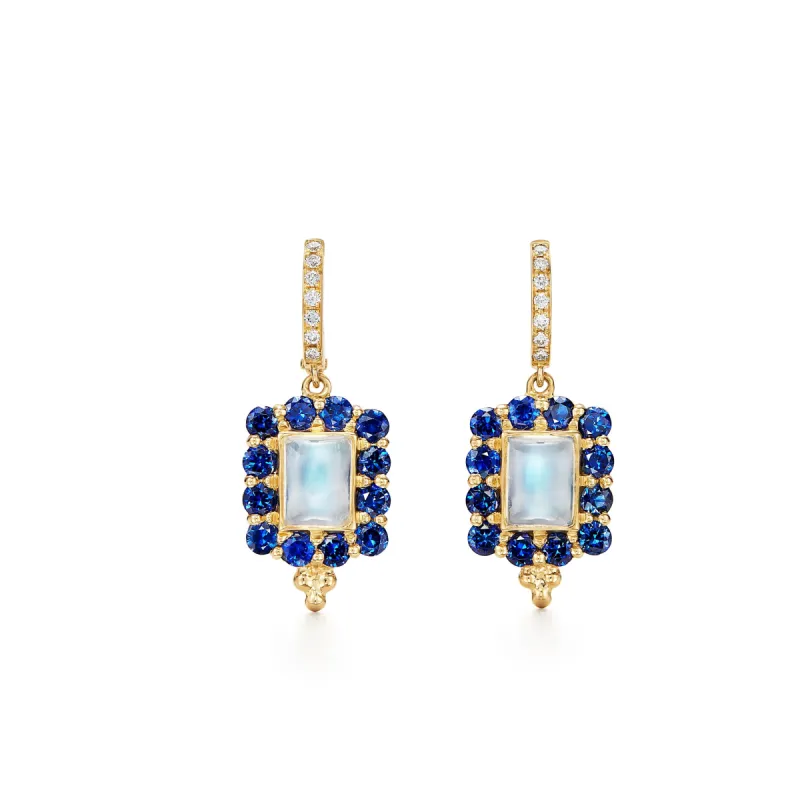 18K Blue Moonstone & Sapphire Color Theory Earrings sold by TEMPLE ST CLAIR