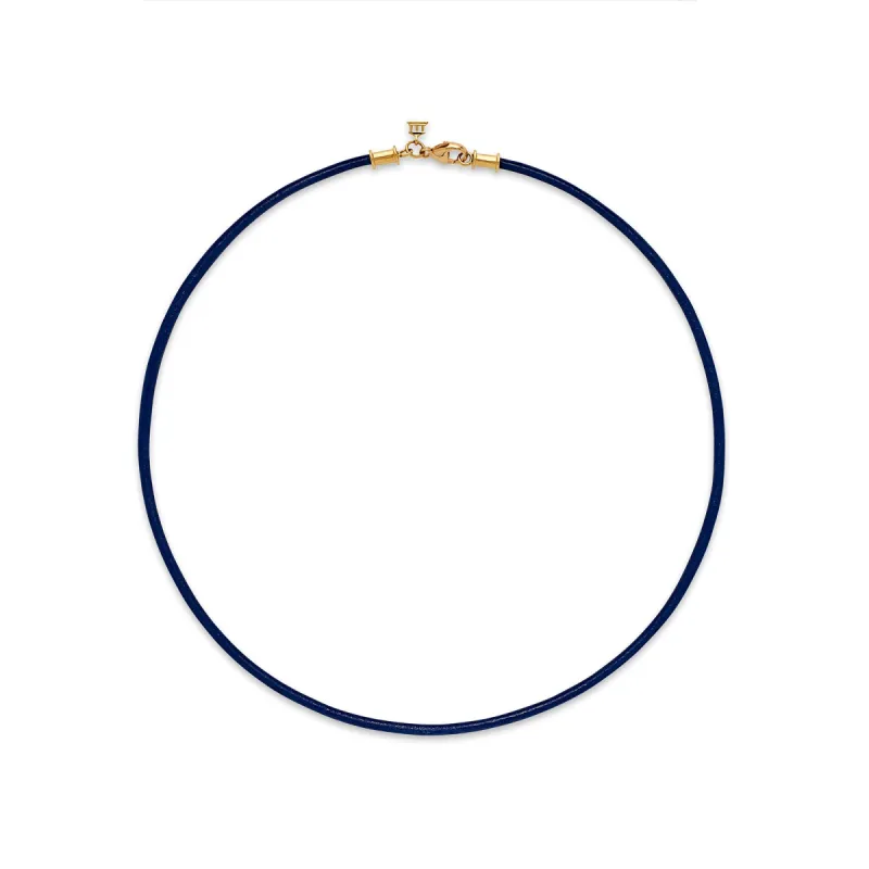18K Blue Leather Cord made by TEMPLE ST CLAIR