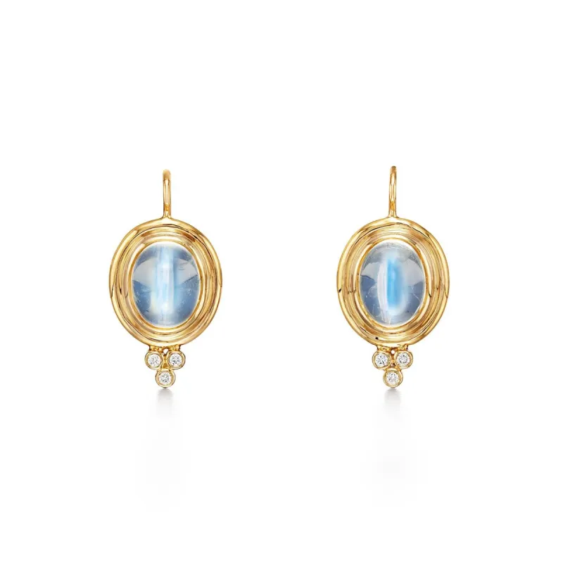 18K Blue Moonstone Classic Temple Earrings sold by TEMPLE ST CLAIR