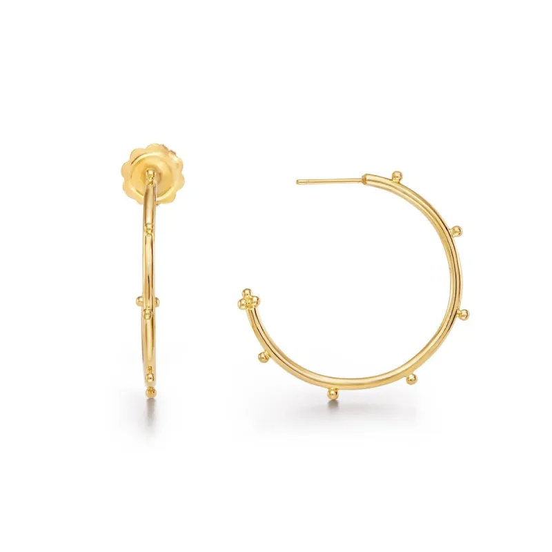 18K Granulated Hoops made by TEMPLE ST CLAIR