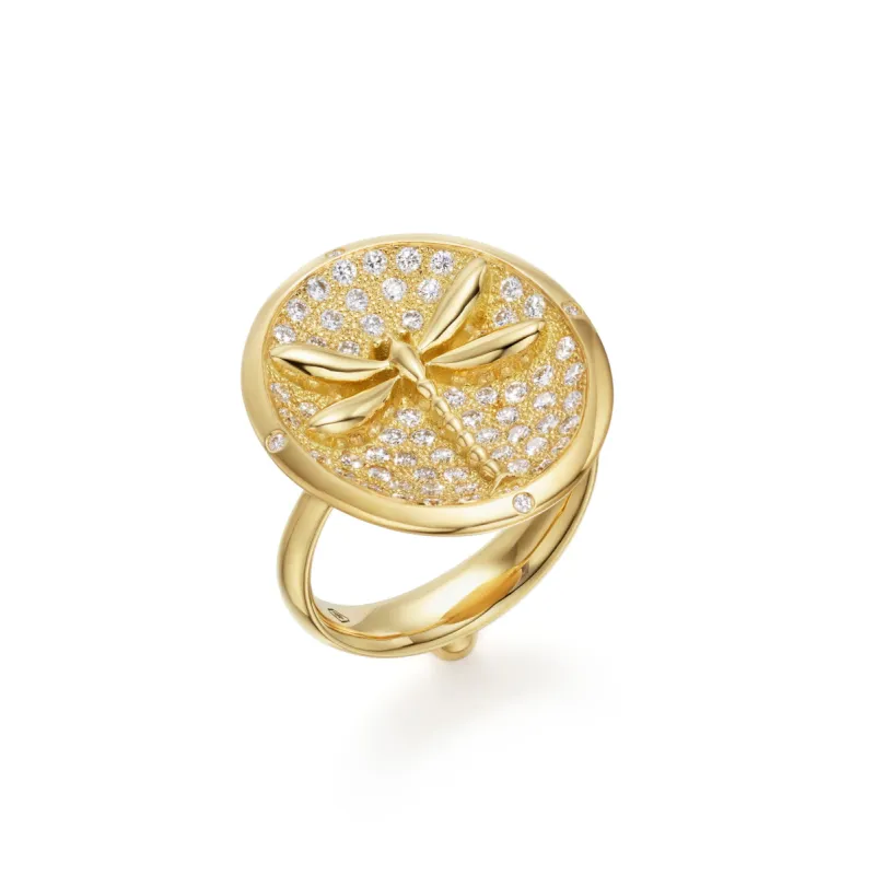 18K Pavé Dragonfly Ring sold by TEMPLE ST CLAIR