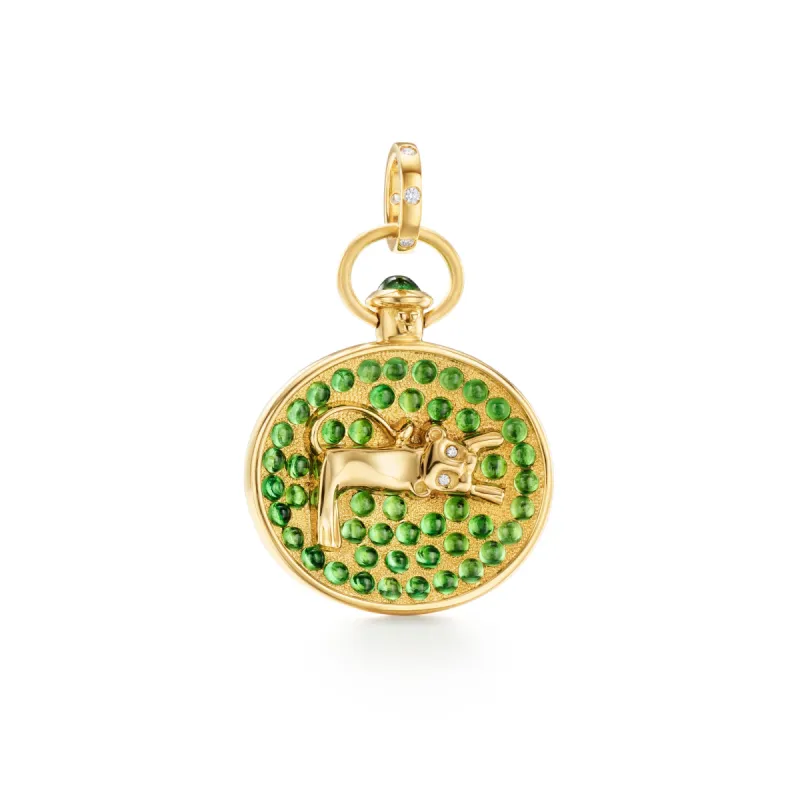 18K Tsavorite Lion Pendant sold by TEMPLE ST CLAIR